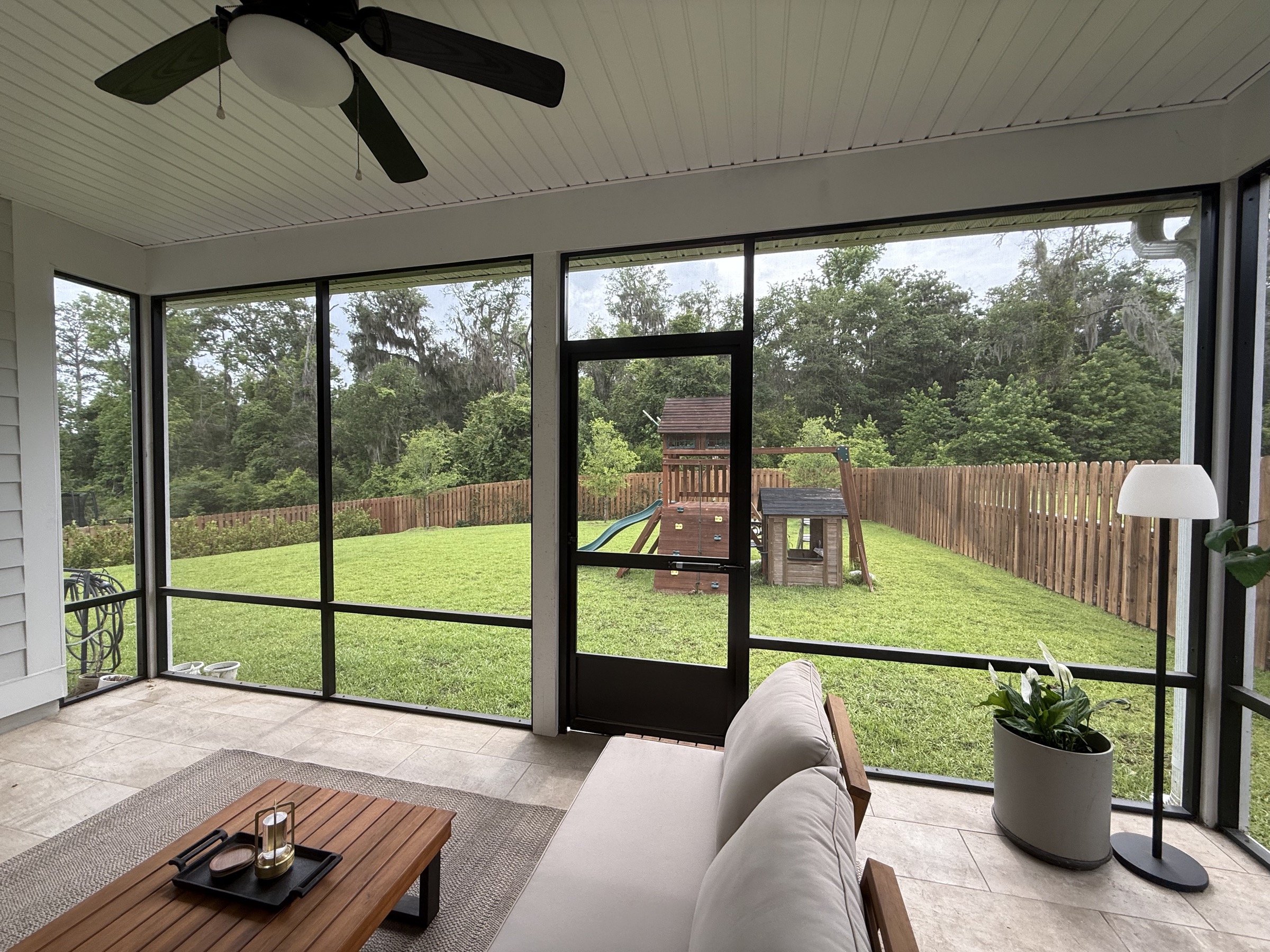 Screened porch view toward the backyard